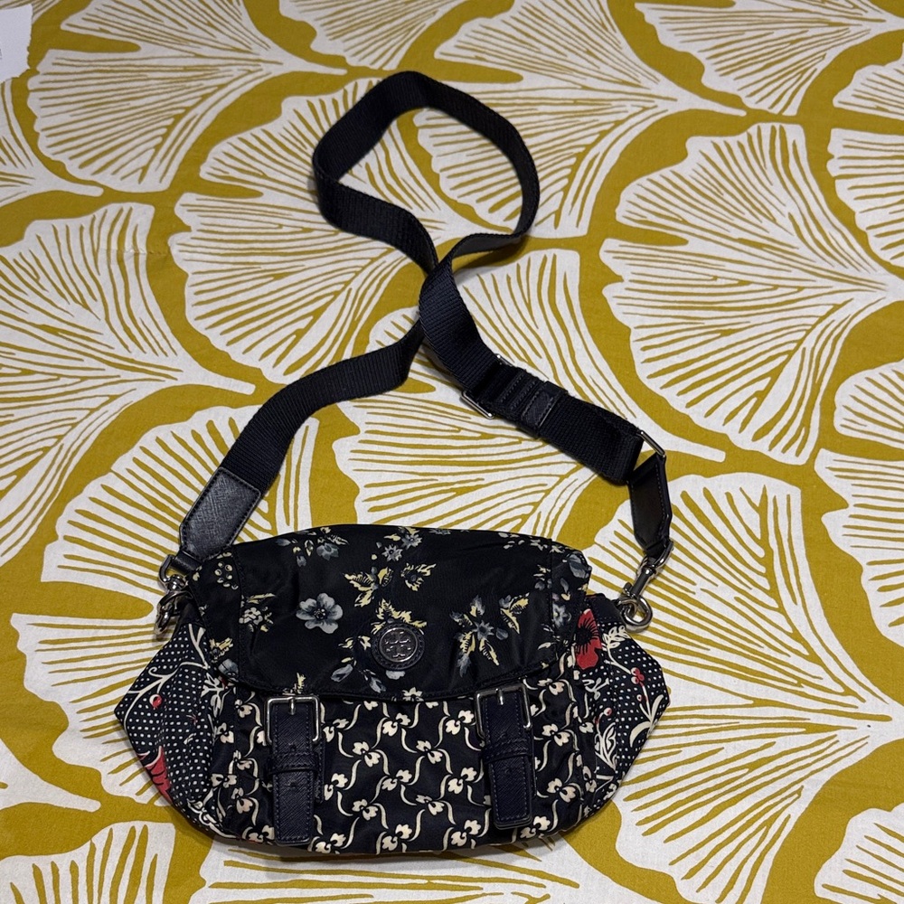 Tory Burch Black Floral Crossbody Bag